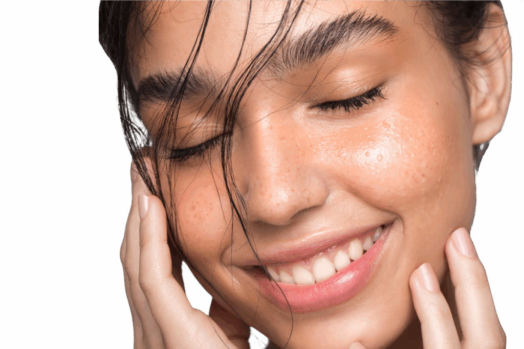 woman with smooth, radiant skin smiling